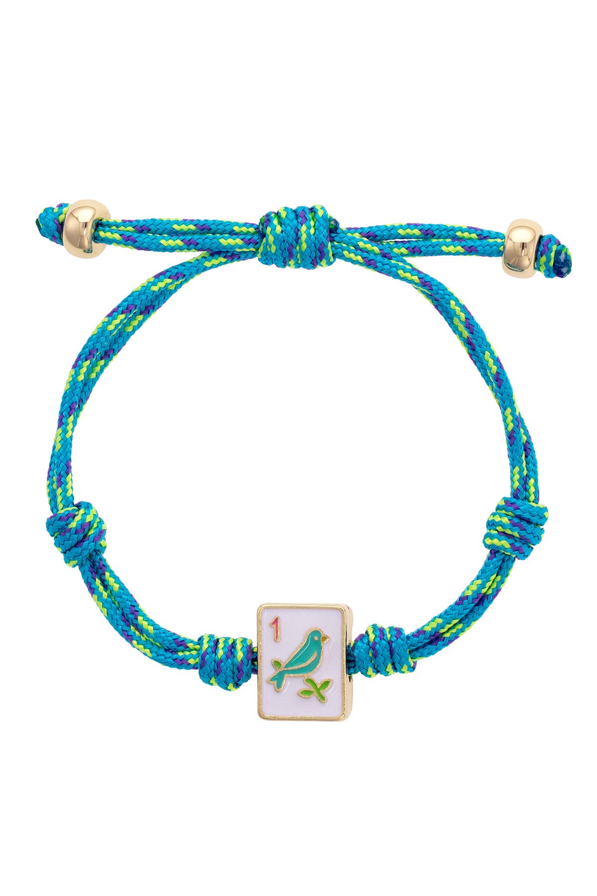 Sparrow Mahjong Tile Paracord Bracelet - Blue Multi
