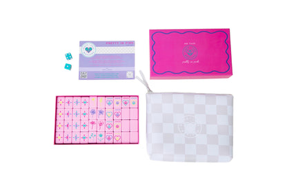 OG Pretty in Pink Mahjong Tiles with Tile Pouch and Dice