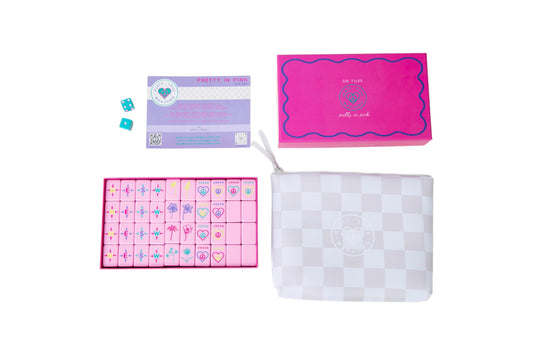 OG Pretty in Pink Mahjong Tiles with Tile Pouch and Dice